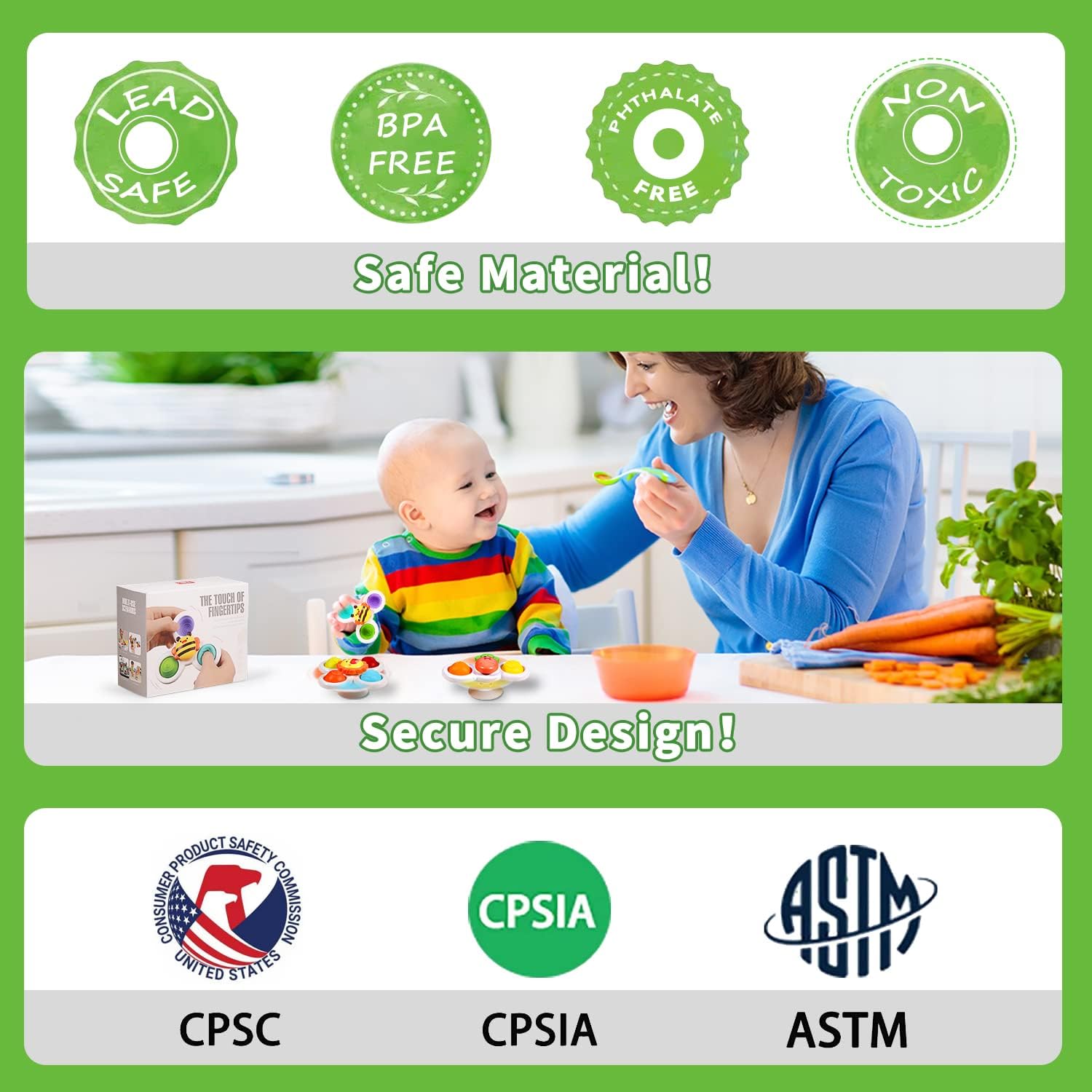 3PCS ALASOU Pop up Suction Cup Spinner Toys - Image 3