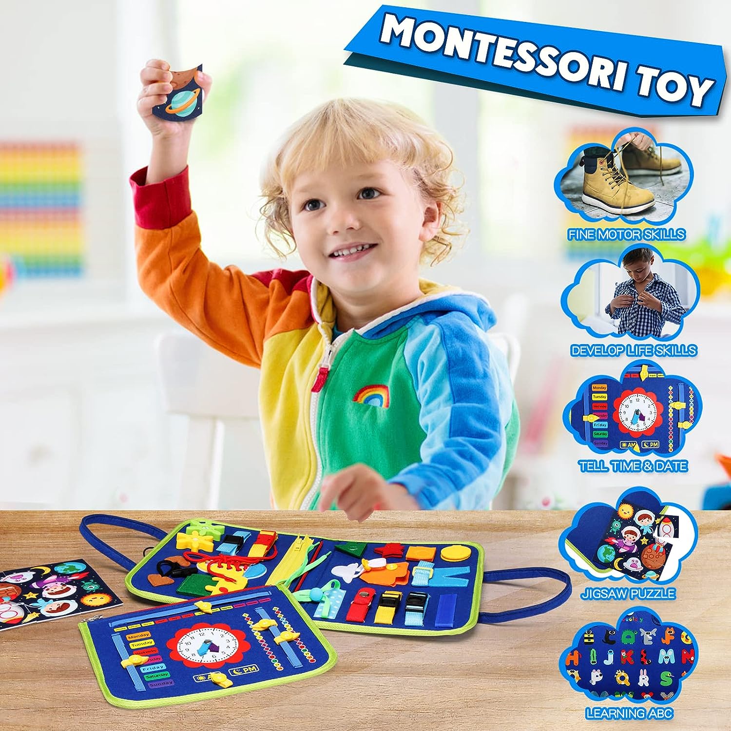 Guolely Busy Board Montessori Toy for Toddlers- Educational Activity - Image 3