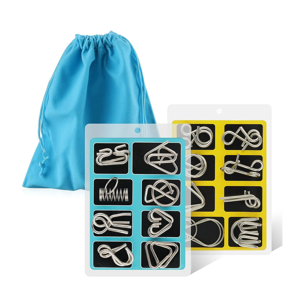 Coogam Metal Wire Puzzle Set of 16 with Pouch