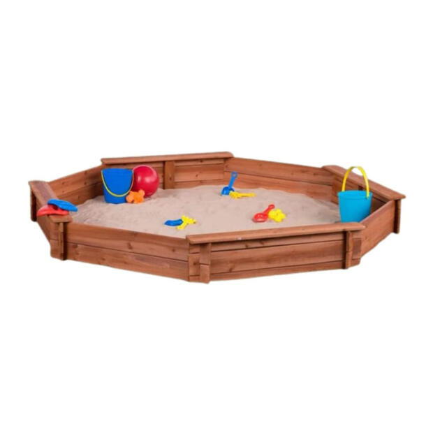 Octagon Wooden Cedar Sand box w Seat Boards