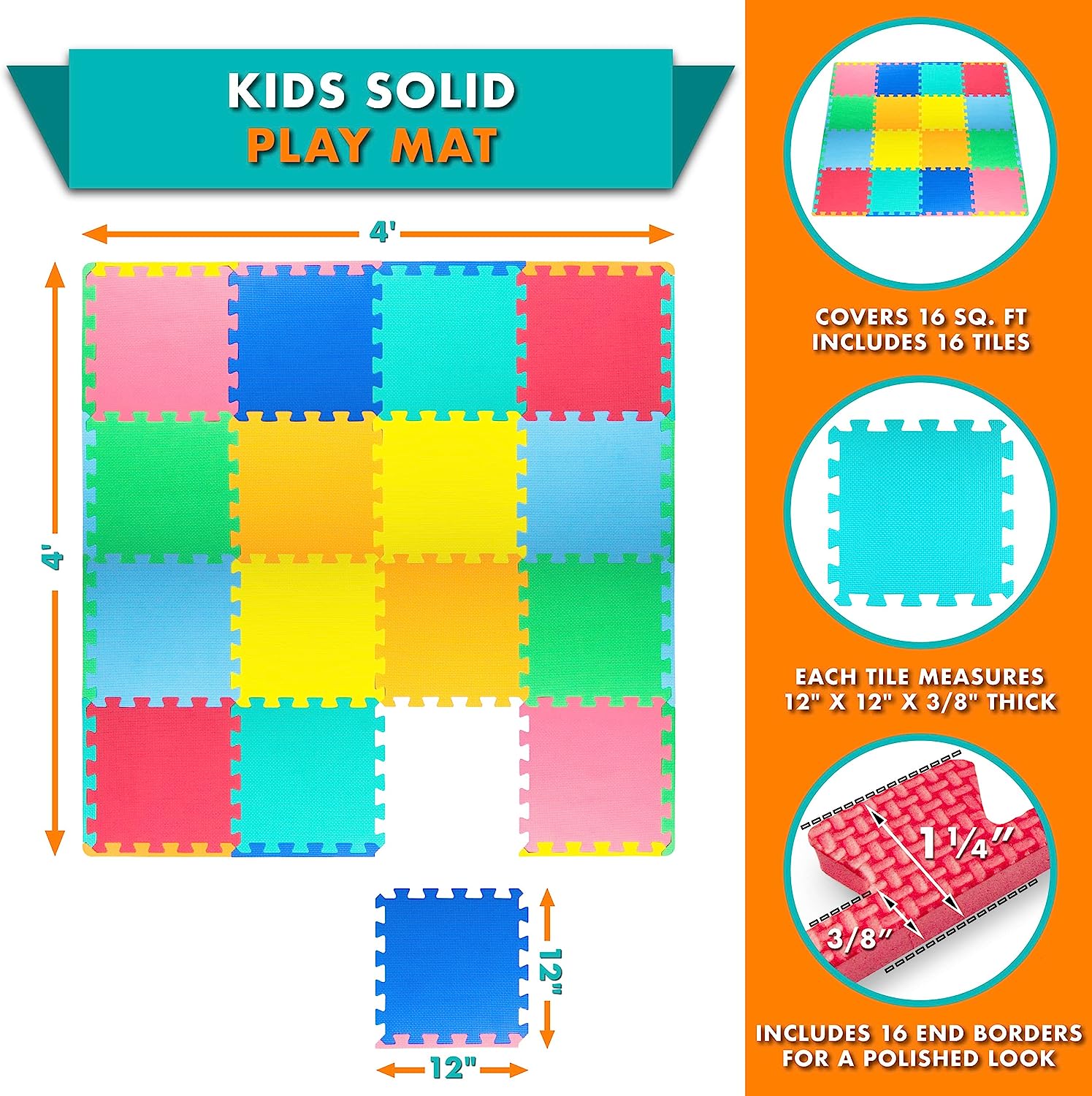ProSource Kids Foam Puzzle Floor Play Mat - Image 2