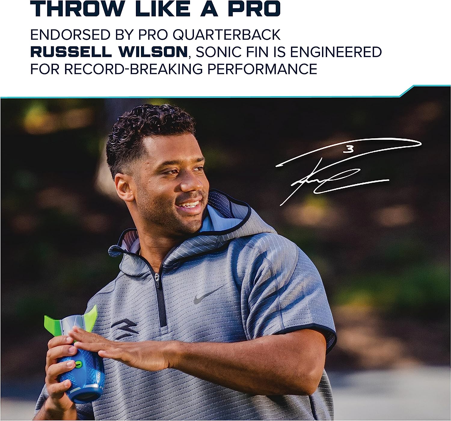 Aerobie Sonic Fin Football, Aerodynamic Russel Wilson Foam Football Toy - Image 3