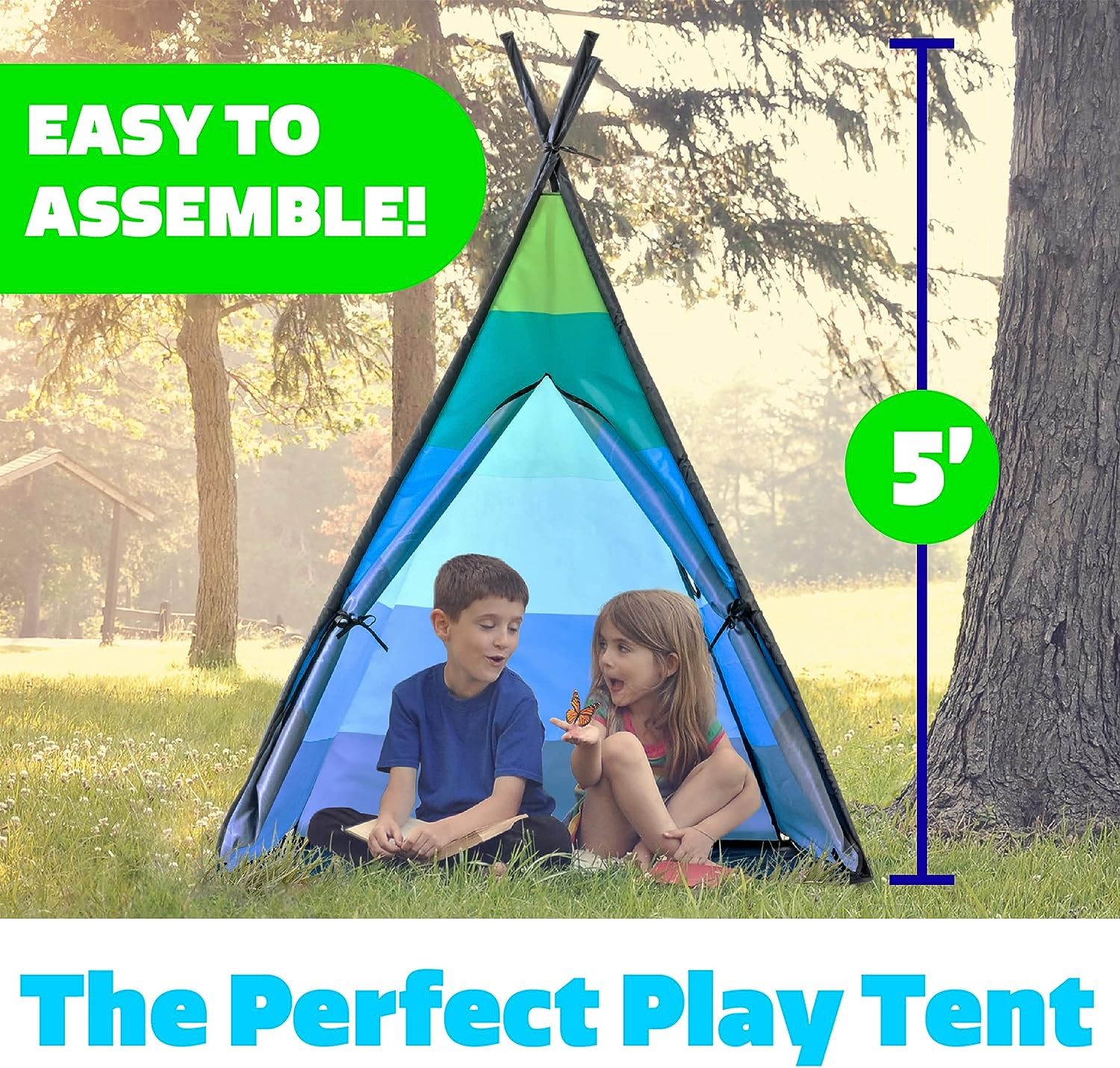 USA Toyz Happy Hut Teepee Tent for Kids - Indoor Kids Playhouse Tent - Image 2