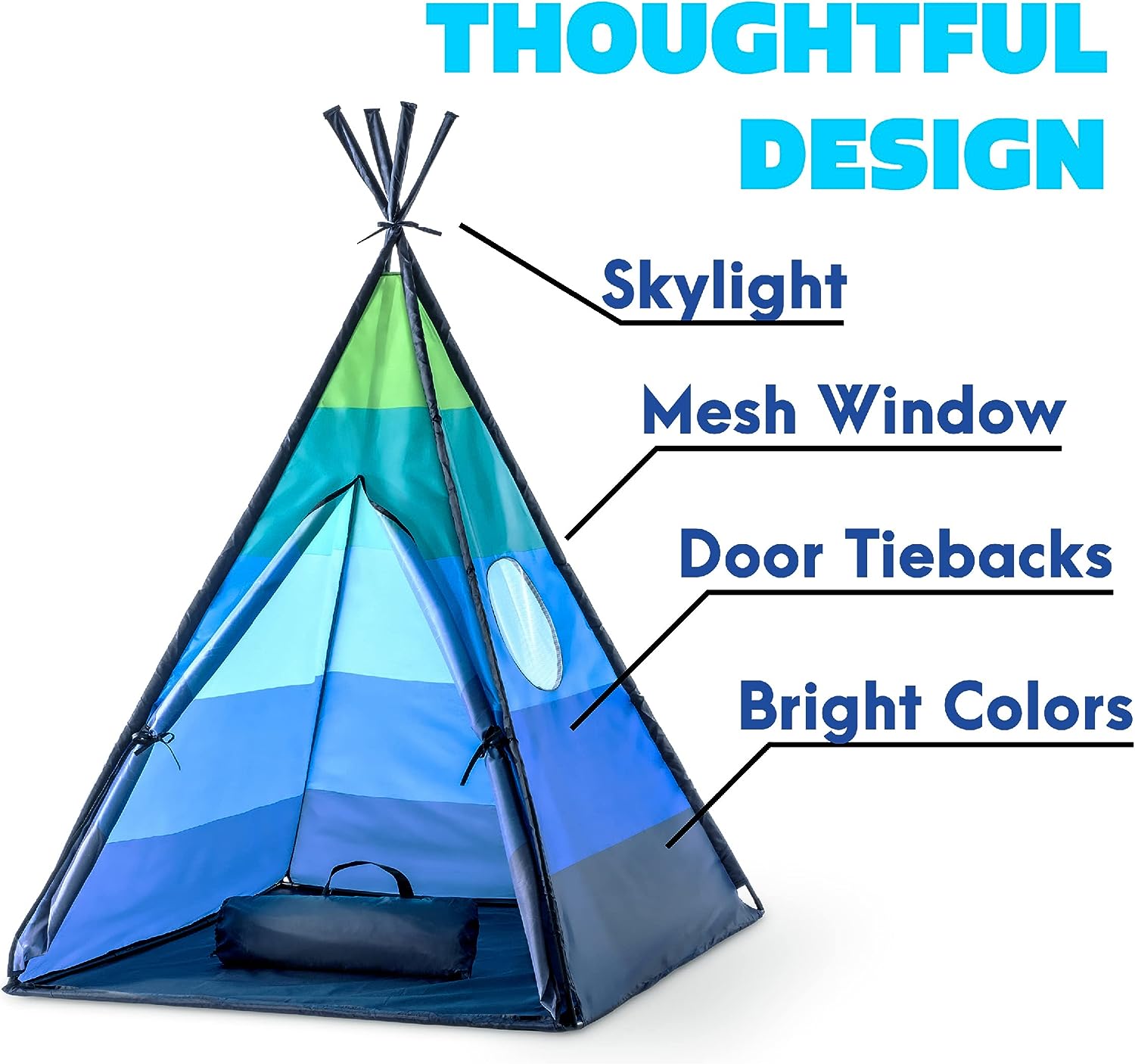 USA Toyz Happy Hut Teepee Tent for Kids - Indoor Kids Playhouse Tent - Image 3