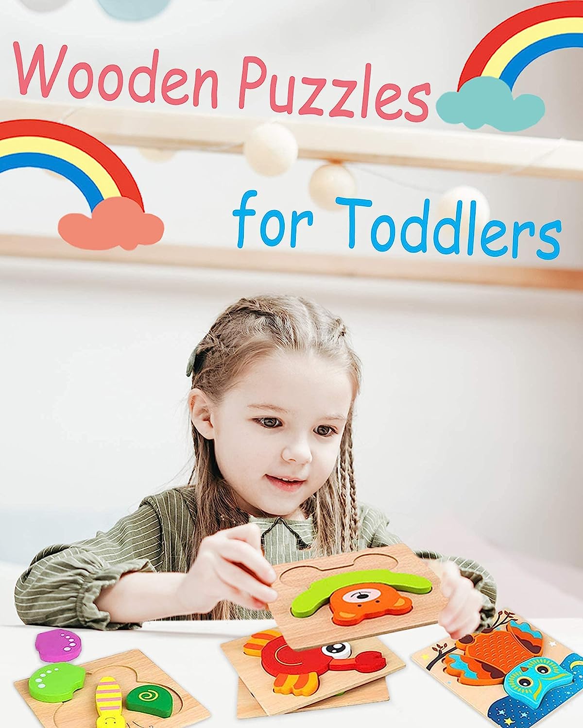 Wooden Puzzles for Toddlers 1-3 Toys Gifts - Image 2